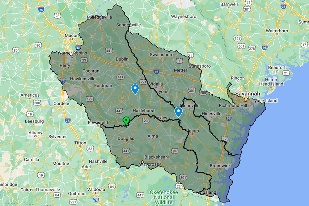 Broxton Rocks Service Area Map