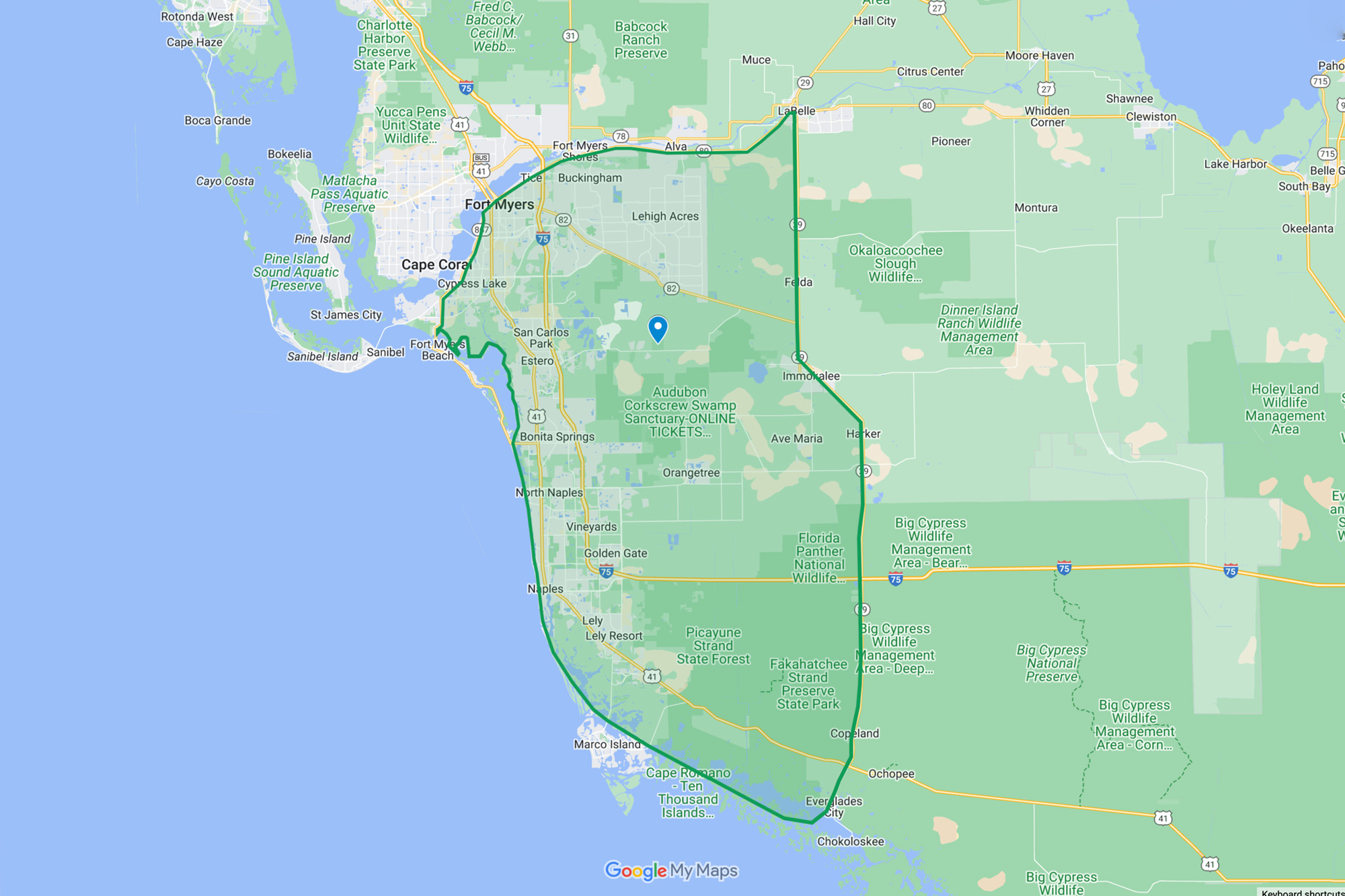 Corkscrew Mitigation Bank Service Area Map Zoom